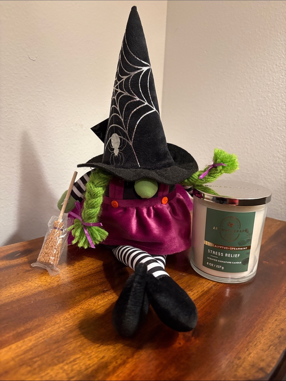 Halloween Witch Gnome & Bath & Body Works Aromatherapy Scented Candle NWT